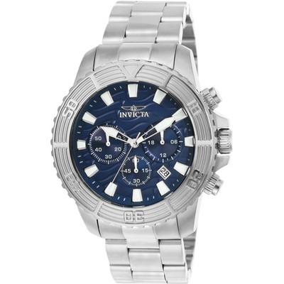 Invicta 23999 Herrenuhr Chronograph Stahlband Stahl blaues Zifferblatt 100m