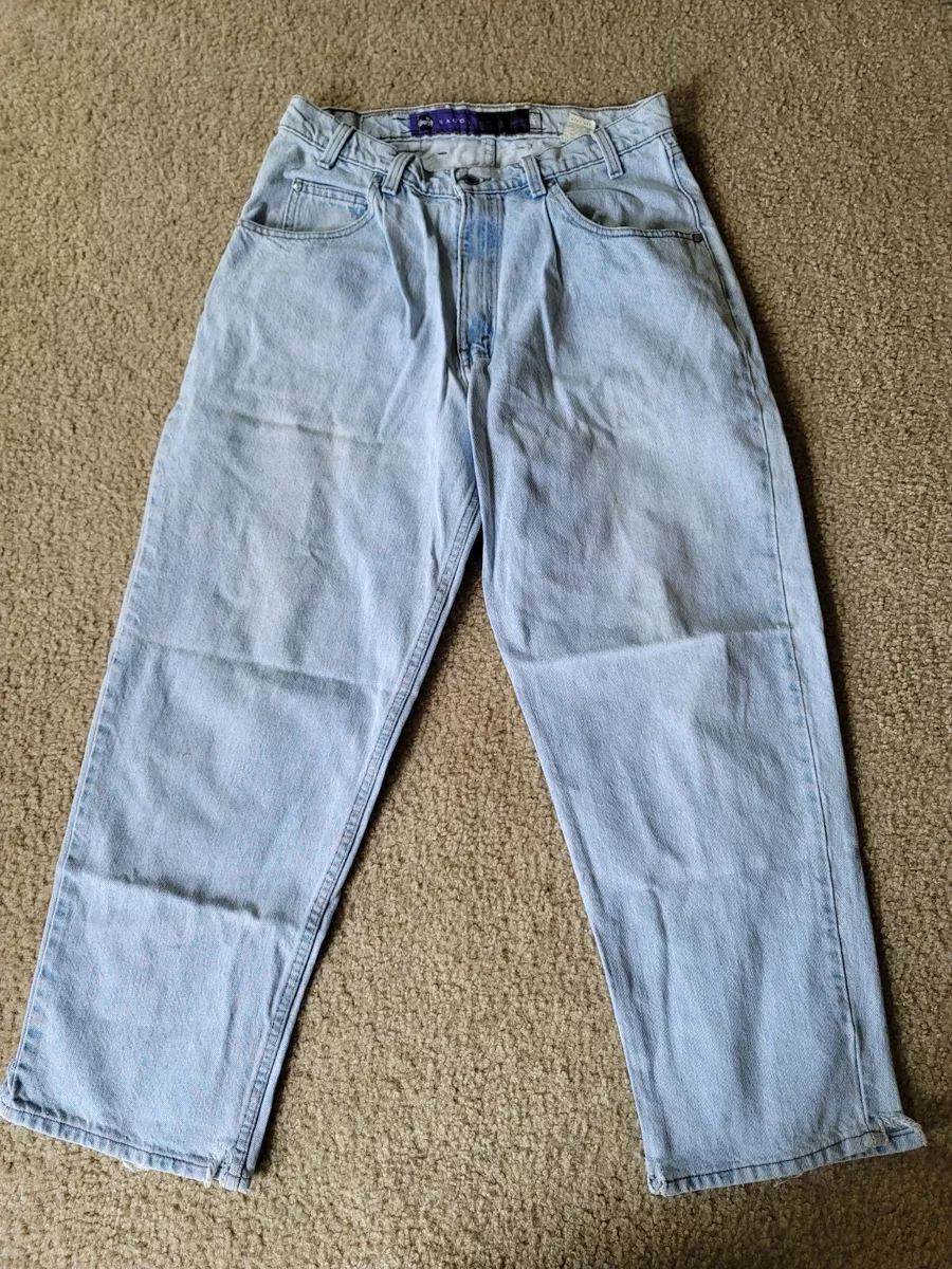 Vintage Levis Mens Jeans Silver Tab Baggy W34 L30 Denim Light Blue Made In USA