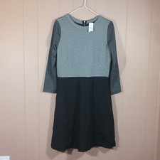 Loft Colorblock Dress Black Gray Size 6 NWT Long Sleeve A-line Geometric Party