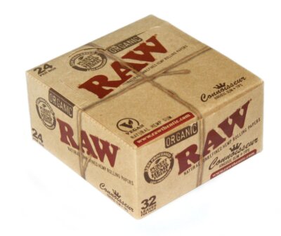 RAW Organic King Size Slim Rolling Paper with Tips 24 Packs 768 Leaves Vegan