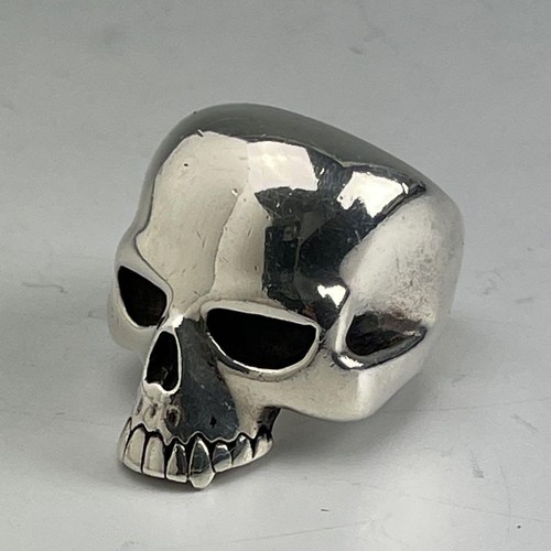 Crazy Pig Large Evil Skull Ring US7.5 Silver