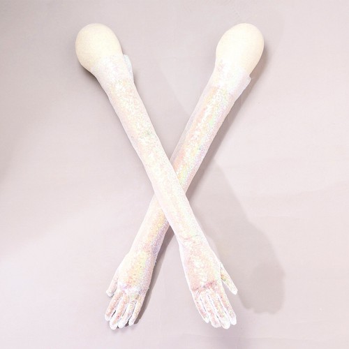 Guantes largos de ópera elásticos con solapa vintage con lentejuelas brillantes para mujer - Imagen 59 de 128