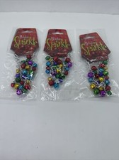 Lot Of 3 Holiday Sparkle Multi-Colored Jingle Bells Bracelet