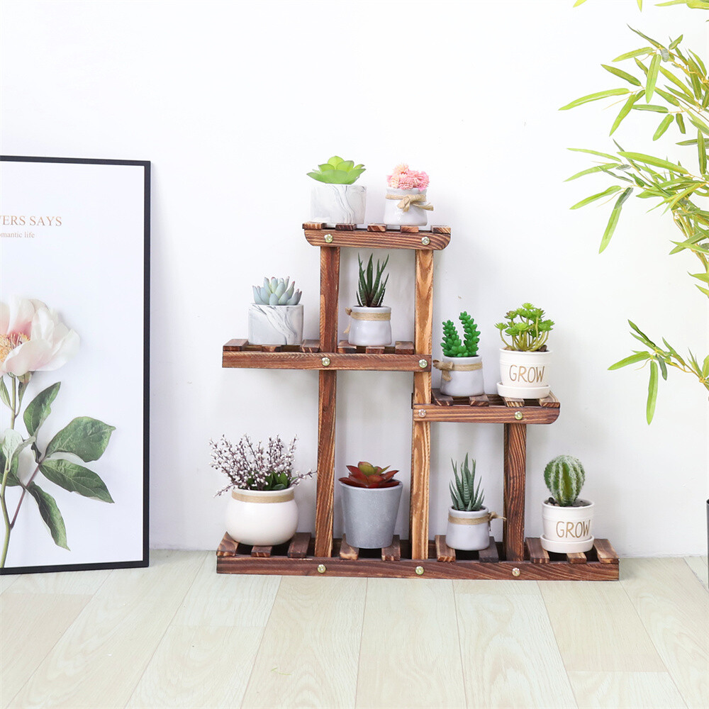 Modern Wooden Plant Stand Flower Pots Holder Corner Rack Display