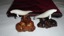 Vtg John Perry Sculpture Manatee Burl Wood Lot Set Collectible Art Signed