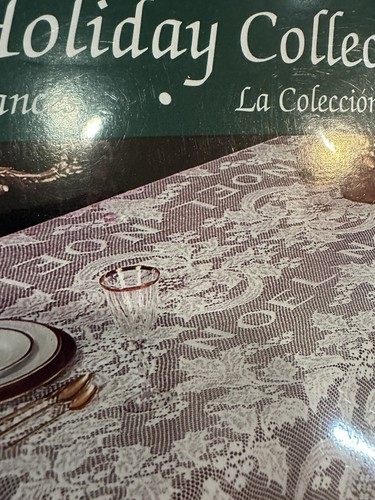 Mantel de Algodón Scranton Encaje Navidad Noel Marfil 70x162 Oblongo Nuevo de Lote Antiguo - Imagen 4 de 10
