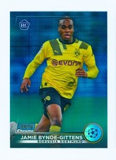 2022-23 Jamie Bynoe-Gittens Topps Stadium Club Chrome Blue Prism Rookie Card SP. rookie card picture