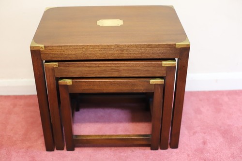 Military Campaign Style Nest Of Three Tables - Picture 5 of 12
