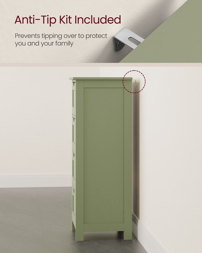 VASAGLE Bathroom Floor Storage Cabinet, Laurel Green LHC040C02 - Picture 5 of 8