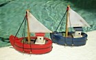 Vtg Set 2 Wooden Fishing Boats Nautical Christmas Ornaments Restoration Hardware — photo 1