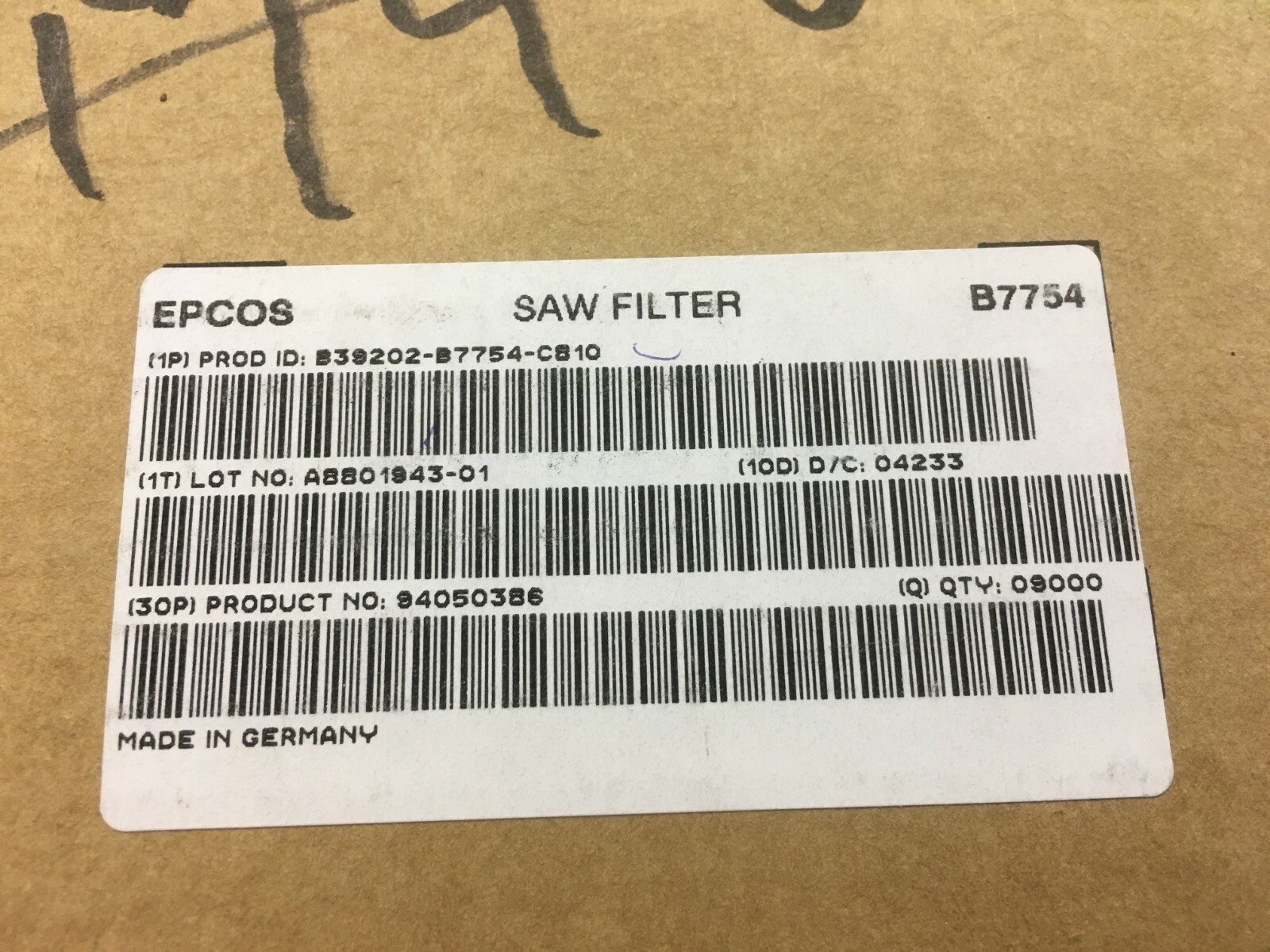 (50 PIECE LOT) B39202-B7754, EPCOS, FILTER SAW 1.95GHZ 4SMD RoHS