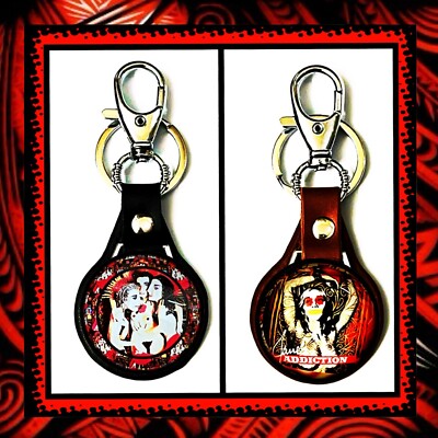 JANE S ADDICTION ALBUM COVERS SERIES   TWO (2) LEATHER KEYCHAINS