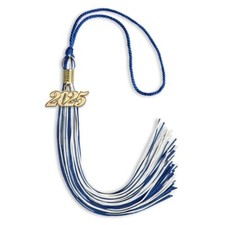 Endea Graduation Royal Blue/White Mixed Color Tassel With Gold Date Drop
