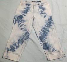 J Jill Denim Jeans Womens 16 High Rise Cropped Cuffed Wide Leg Stretch Tie Dyed