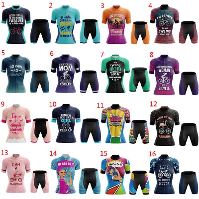 MARKENLOS Fahrradbekleidung Damen Trikot Set Lustige Radtrikot Fahrradhose Kurz Gepolstert