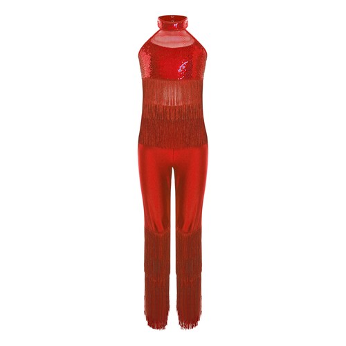 Kids Girls Rompers Halter Bodysuit Disco Jumpsuit Latin Leotard Dance Outfit - Picture 37 of 81