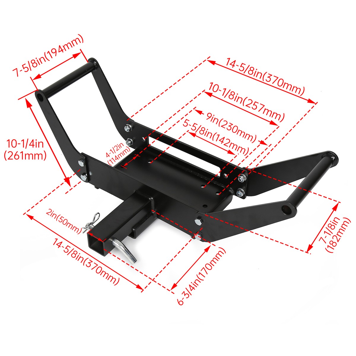 Universal Winch Mounting Plate - Hitch Receiver Cradle For Off-Road Recovery Winches