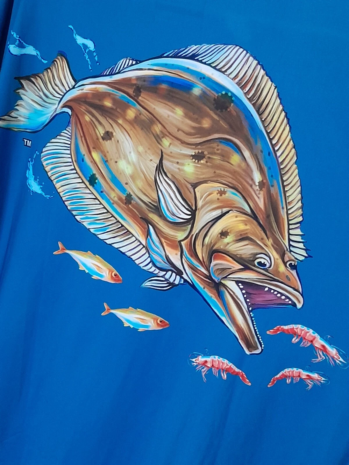 Men’s Fishing Shirt XLarge Apparel By Homerun Long Sleeve halibut design
