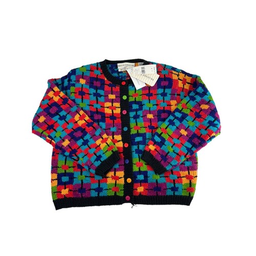 Marisa Christina Petite Multicolor Geometric Knit Cardigan Sweater Size M NWT