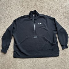 Nike Sweater Mens Large Mock Neck 1/4 Zip Activewear Fleece Black Logo