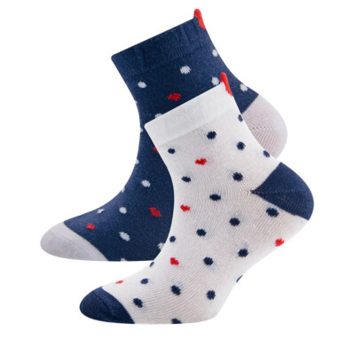 EWERS Kindersocken 2er Pack Herz/Punkte gemustert Mädchen