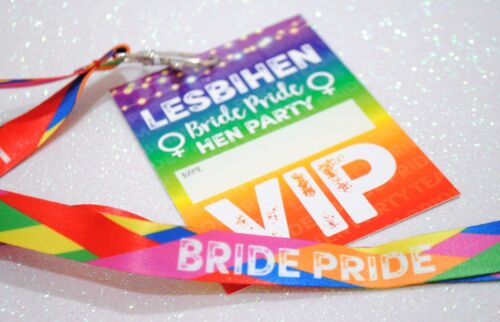 LESBIHEN Hen Do Party VIP Pass Lanyards Bride Pride LGBT Lesbian Gay Favours - Picture 5 of 12