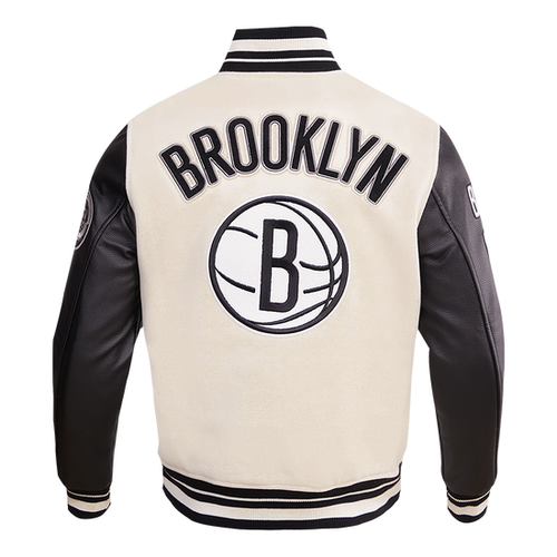 Brooklyn Nets Retro Clásico NBA Lana Cuerpo y Mangas Cuero Chaqueta Universitaria - Imagen 11 de 20