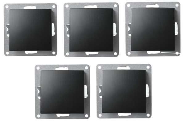 5Er Set Kreuzschalter Mcpower Flair, 250V~/10A, Up, Matt Schwarz-image