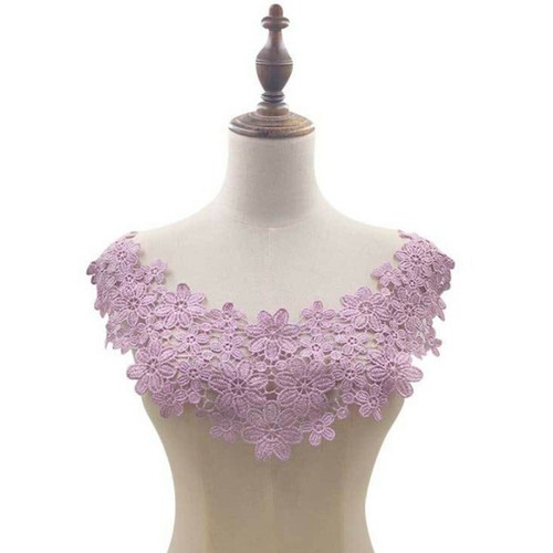 Floral Lace Embroidered Neckline DIY Collar Trim Clothes Sewing Applique Patch - Picture 17 of 28