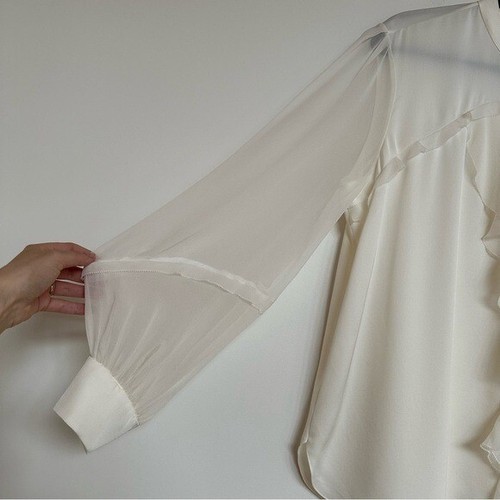 Elie Tahari Vianna Silk Blouse Fresh Pearl XL NEW NWT - Picture 3 of 11