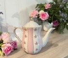 Grace Teaware  FINE Porcelain Teapot White Gold pink pastel roses Trim Tea Pot