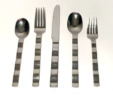 RARE RETRONEU WHITEWATER WAVE FLATWARE STAINLESS STEEL 1 PLACE SETTING 5 PC
