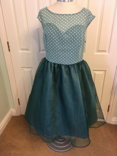 Lindy Bop Retro Polka Dot Green Dress  *EUC*vintage*style*flattering*formal*party | eBay UK