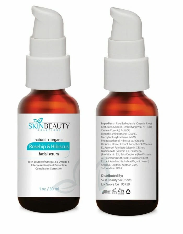 Rosehip Oil & Hibiscus Facial Skin Serum with Antioxidants & Vitamin A, B, C, E - Image 3 of 3