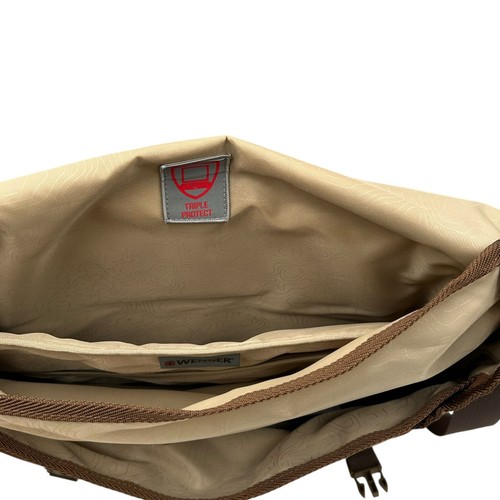 Wenger Water Repelling Waxed Canvas Messenger Shoulder Bag Brown 16in Laptop - Afbeelding 7 van 18