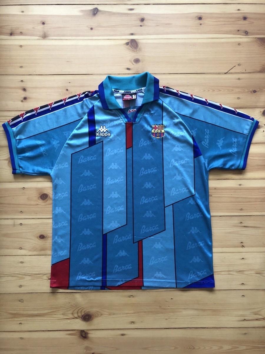 ウェア FC Barcelona 95/97 Kappa FC Ronaldo 9 Barcelona 1995/97 Away Ronaldo #9 Retro Kappa Soccer Shirt