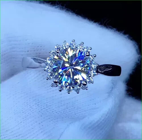 2.00Ct Round Cut Lab Created Diamond Engagement Ring 14k White Gold Plated - Picture 3 of 4