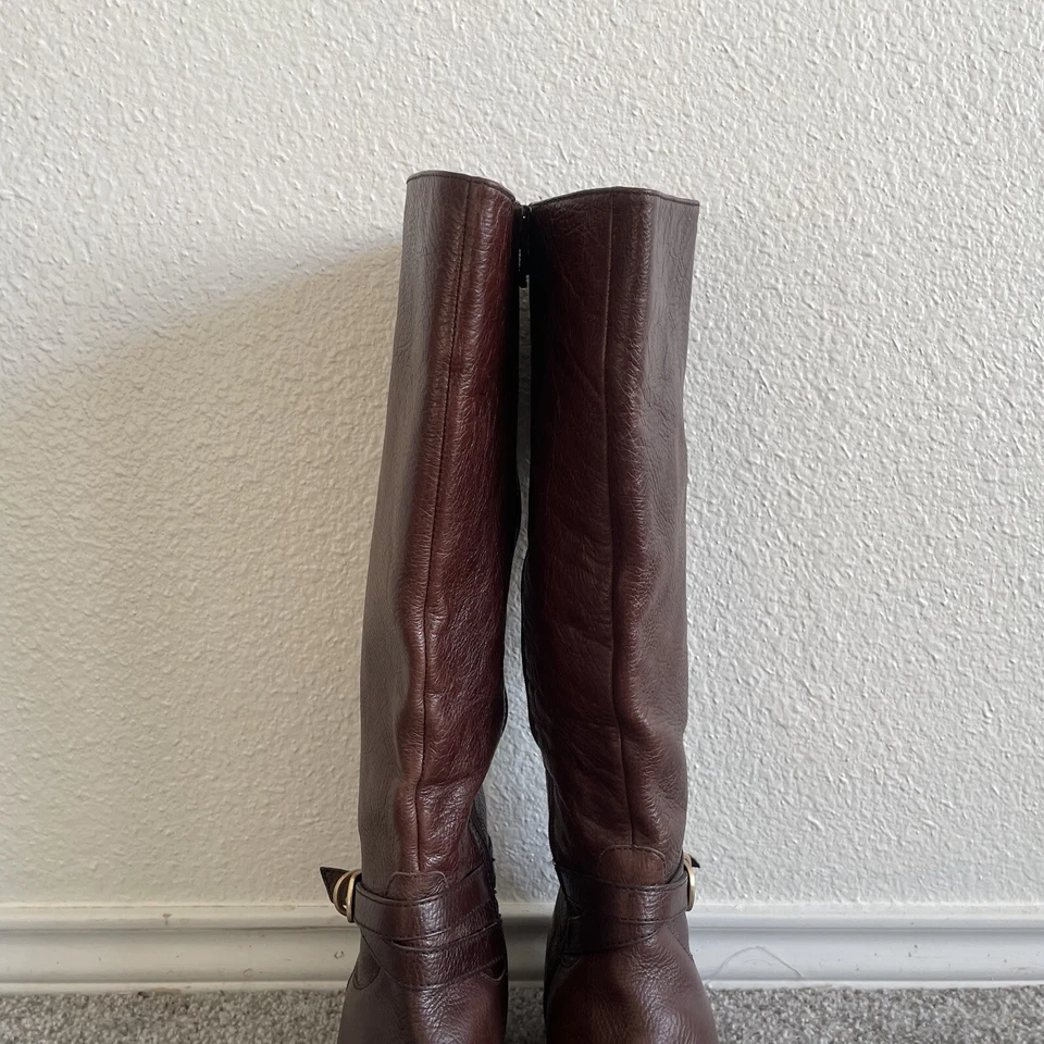 Botas de montar Talbots para mujer 10 B altas cuero marrón punta cuadrada hasta la rodilla Foto 4 de 4