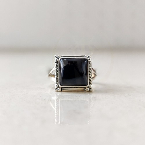 Solid 925 Sterling Silver Natural Black Onyx Stone Handmade Lucifer's Ring Gift - Picture 5 of 15