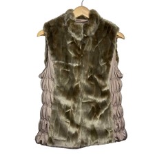 Fuda Faux Fur Reversible Zip Up Vest Golden Sand Nwt