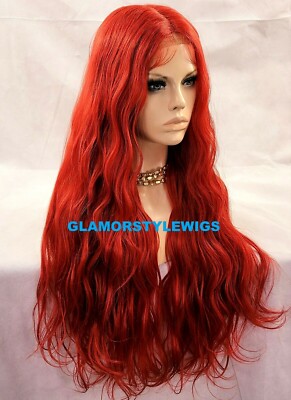 3 WAYS PART LACE FRONT FULL WIG EXTRA LONG WAVY LAYERED RED HEAT OK NWT