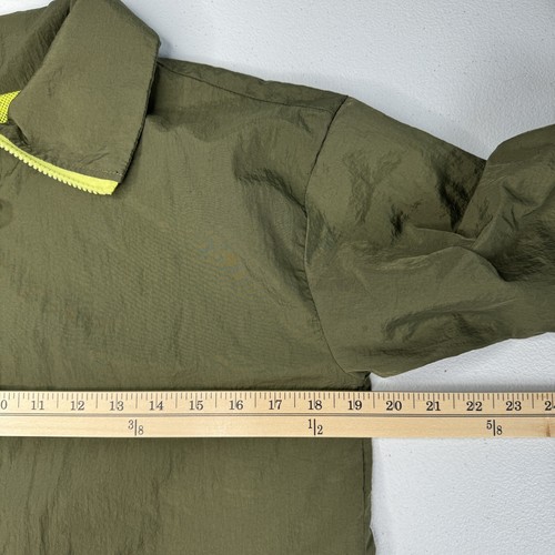 Forever 21 Girls Full Zip Jacket Windbreaker Size 13/14 Olive Green Neon Lining - Picture 10 of 11