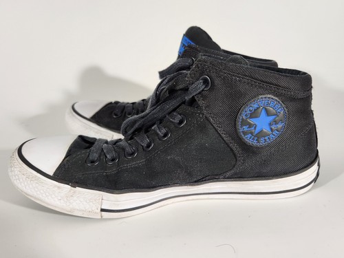 Converse ALL STAR Chuck Taylor BLACK High Tops - Mens 7 Blue Logo - Picture 5 of 13
