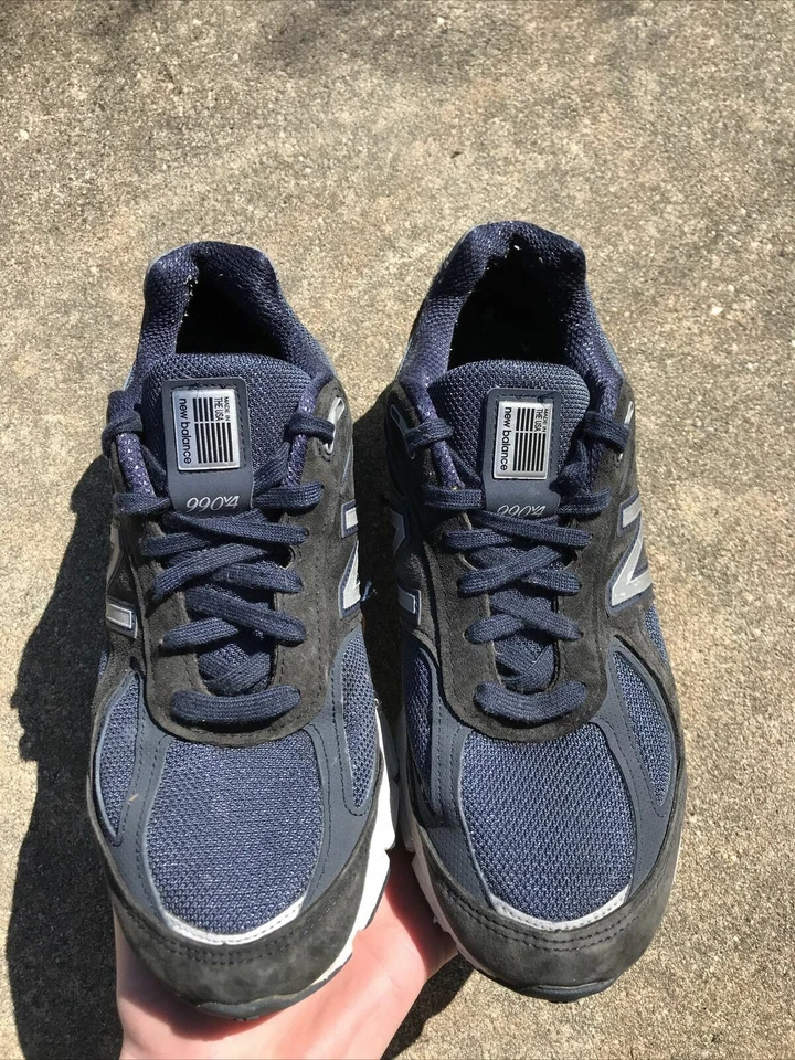 Новый баланс 990v4 M990NV4 темно-синий замши сделано в США размер 9 мужские повседневные туфли - Изображение 2 из 4