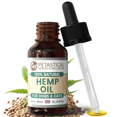 Petastical Hemp Oil for Dogs - Natural Calming Aid Supplement - Made in UK