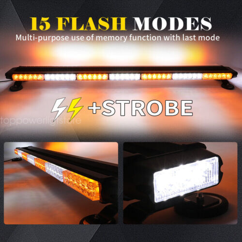 LED Emergency Warning Strobe Light Car Roof Amber & White Bar Flashing Beacon - Picture 3 of 73