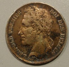 BELGIQUE LEOPOLD PREMIER 5 FR 1849 TTB