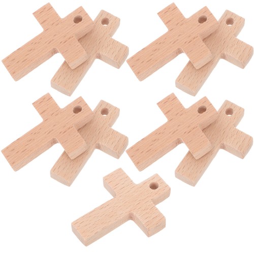 Set of 3 Wooden Pendant Miss Key Charm Crosses for Jewelry Making - Zdjęcie 7 z 12