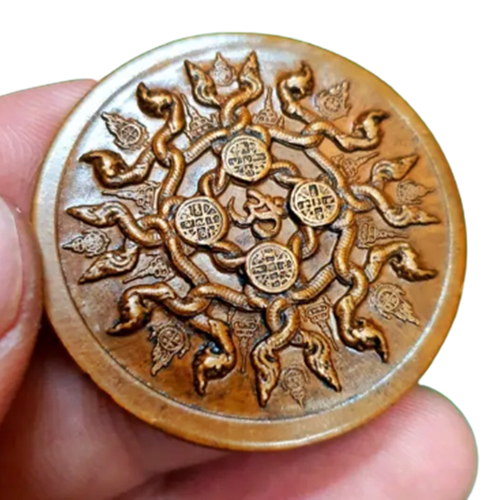 LP Srisuttho Naga Dragon Coin Heart Talisman 4 families Thai Buddha Amulet - Picture 6 of 9