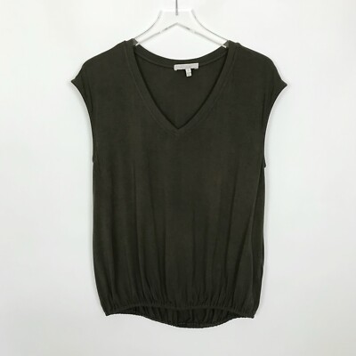 Eri + Ali Anthropologie Olive Green V Neck Tank Top Minimilist Soft Size Small